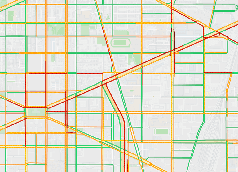 Example of rendered traffic flow vector tiles