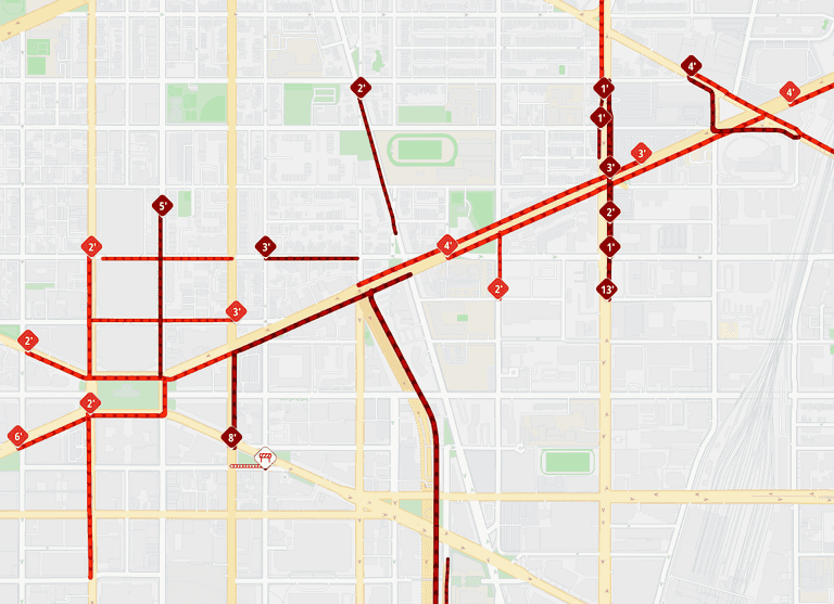 Example of rendered traffic incidents vector tiles