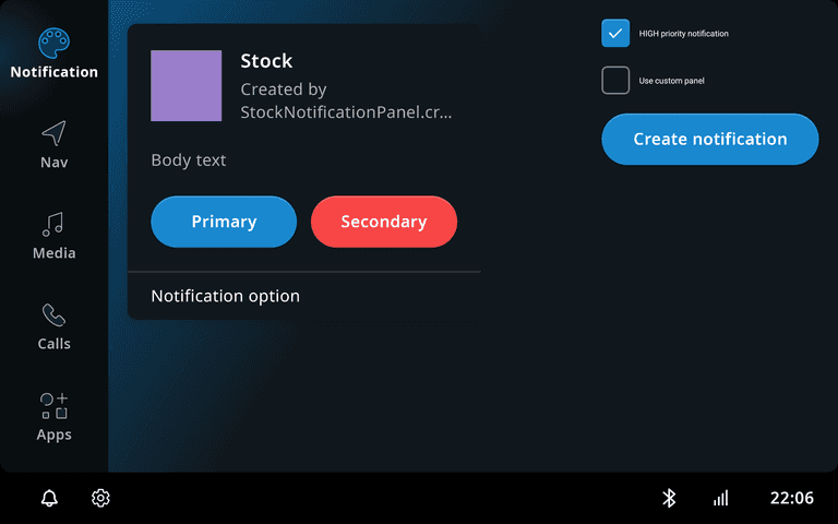 Stock notification panel