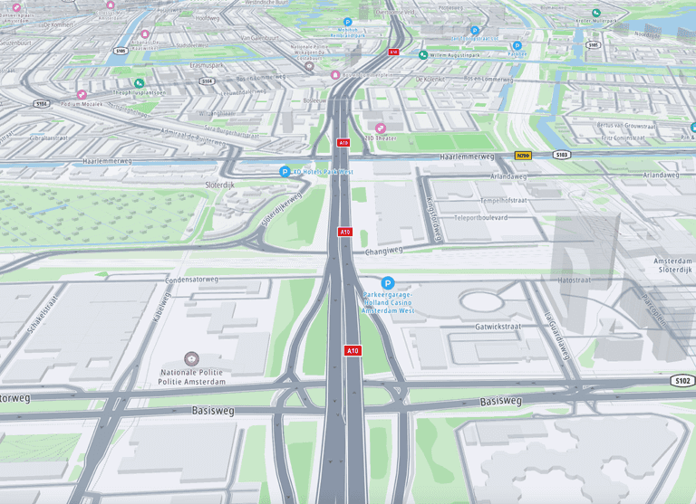 Example of map rendered using street-light_driving style